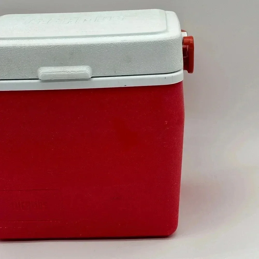 Vintage Thermos Personal Cooler Red White Small Lunch Box‎ with Handle Lid Tray